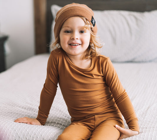 LONG SLEEVE 2 PIECE SETS - Caramel Bamboo - Tenth & Pine - Bamboo 2 Piece PJ - 12/18m