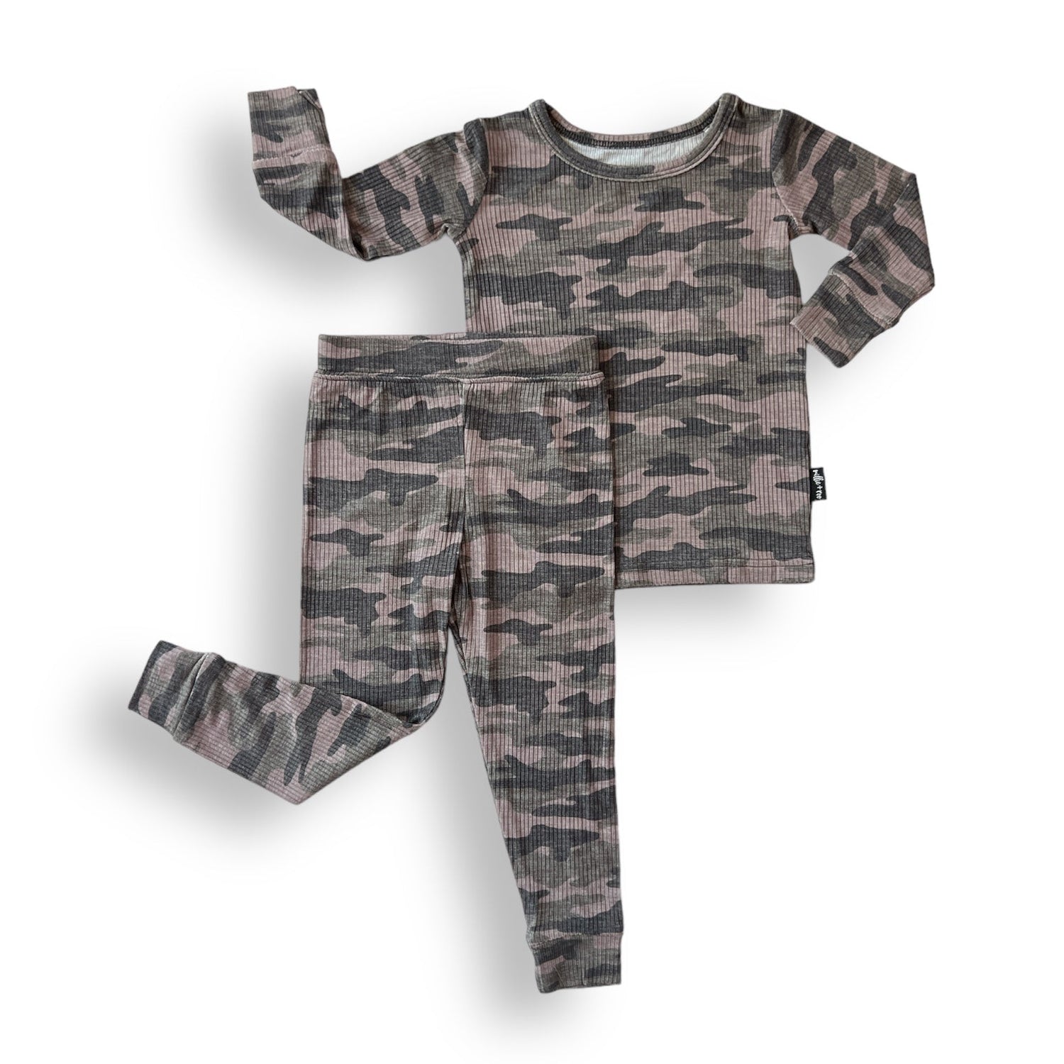 LONG SLEEVE 2 PIECE SETS - Chris Camo Ribbed - Tenth &amp; Pine - Bamboo 2 Piece PJ - RIB - 12/18m