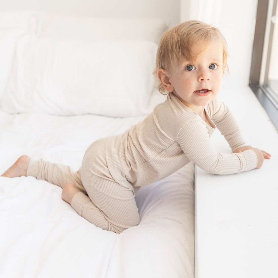 LONG SLEEVE 2 PIECE SETS - Clay Ribbed - Tenth &amp; Pine - Bamboo 2 Piece PJ - RIB - 12/18m