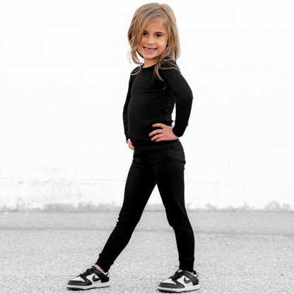 LONG SLEEVE 2 PIECE SETS - Midnight Ribbed - Tenth & Pine - Bamboo 2 Piece PJ - RIB - 12/18m