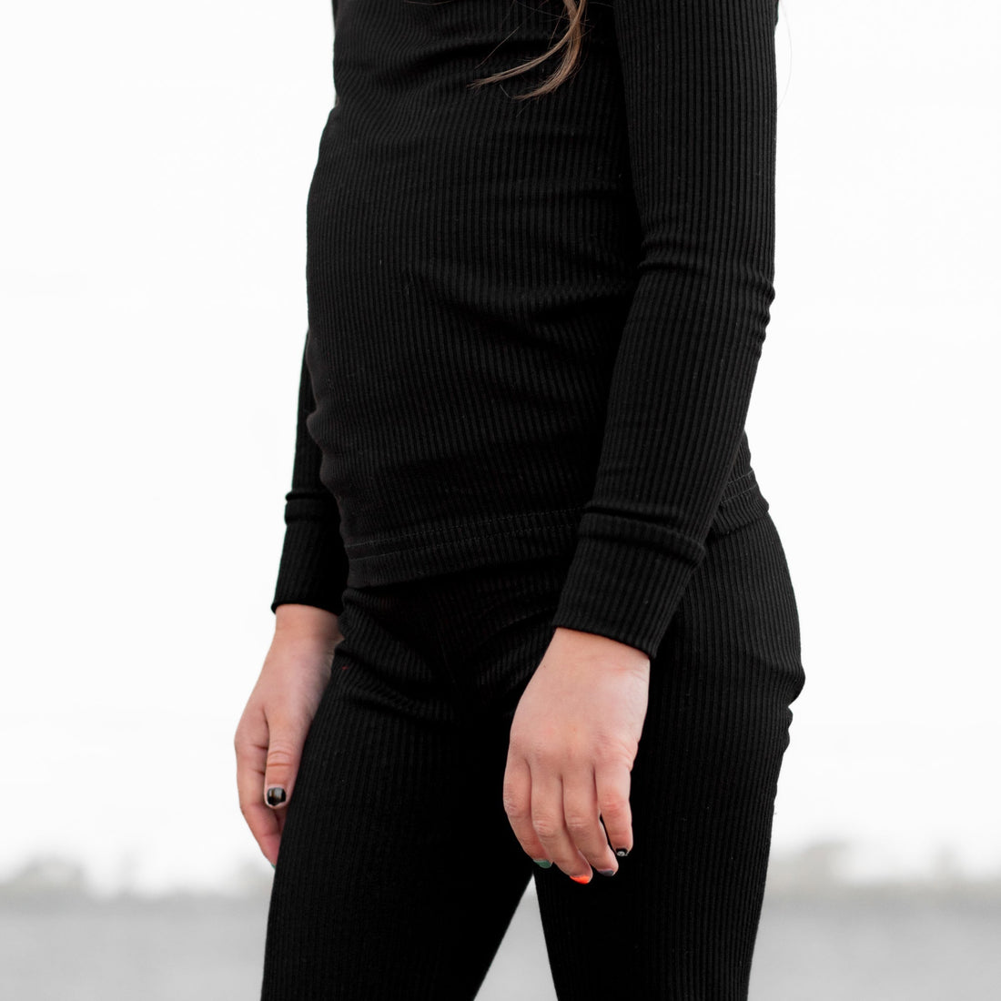 LONG SLEEVE 2 PIECE SETS - Midnight Ribbed - Tenth &amp; Pine - Bamboo 2 Piece PJ - RIB - 12/18m