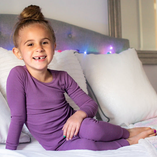 LONG SLEEVE 2 PIECE SETS - Plum Ribbed - Tenth & Pine - Bamboo 2 Piece PJ - RIB - 12/18m