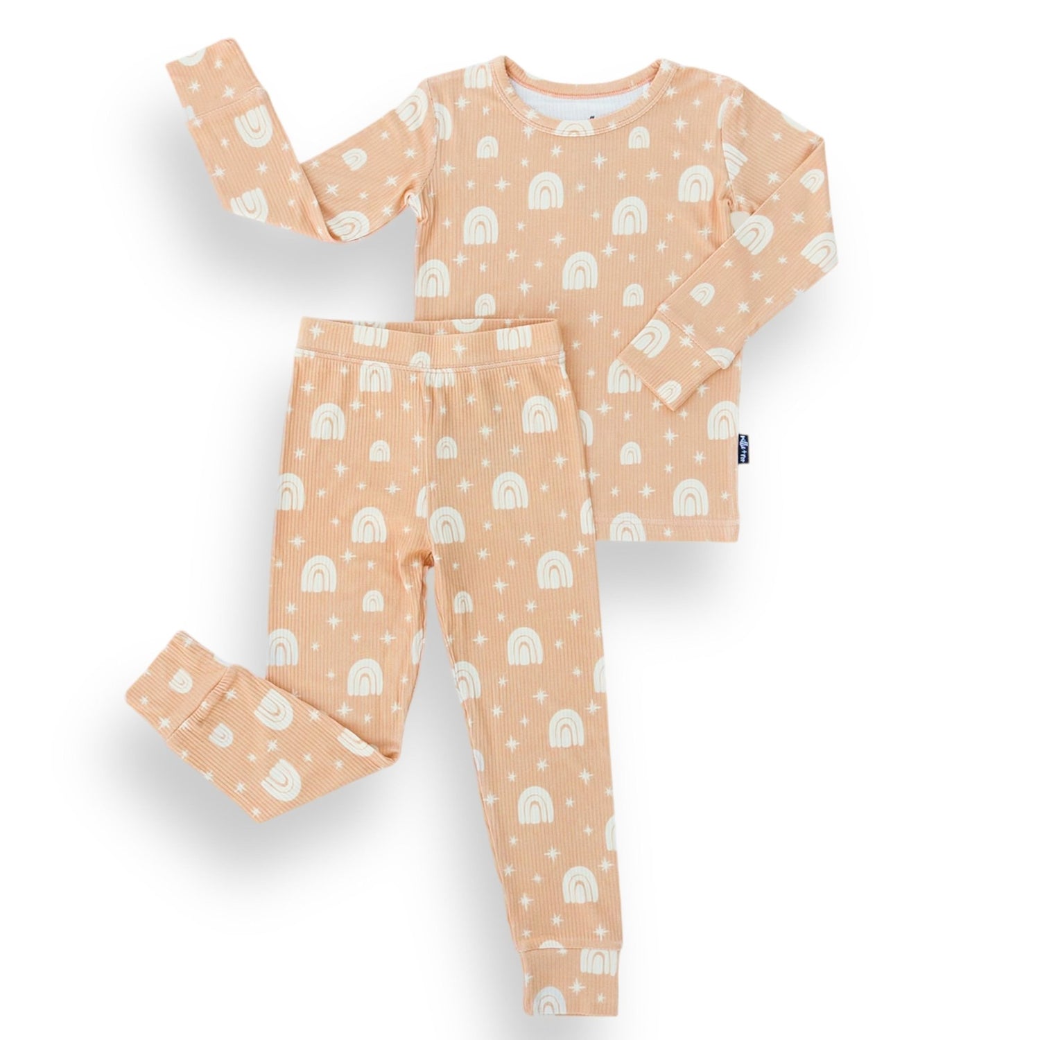 LONG SLEEVE 2 PIECE SETS - Rainbow Ribbed - Tenth &amp; Pine - Bamboo 2 Piece PJ - RIB - 12/18m
