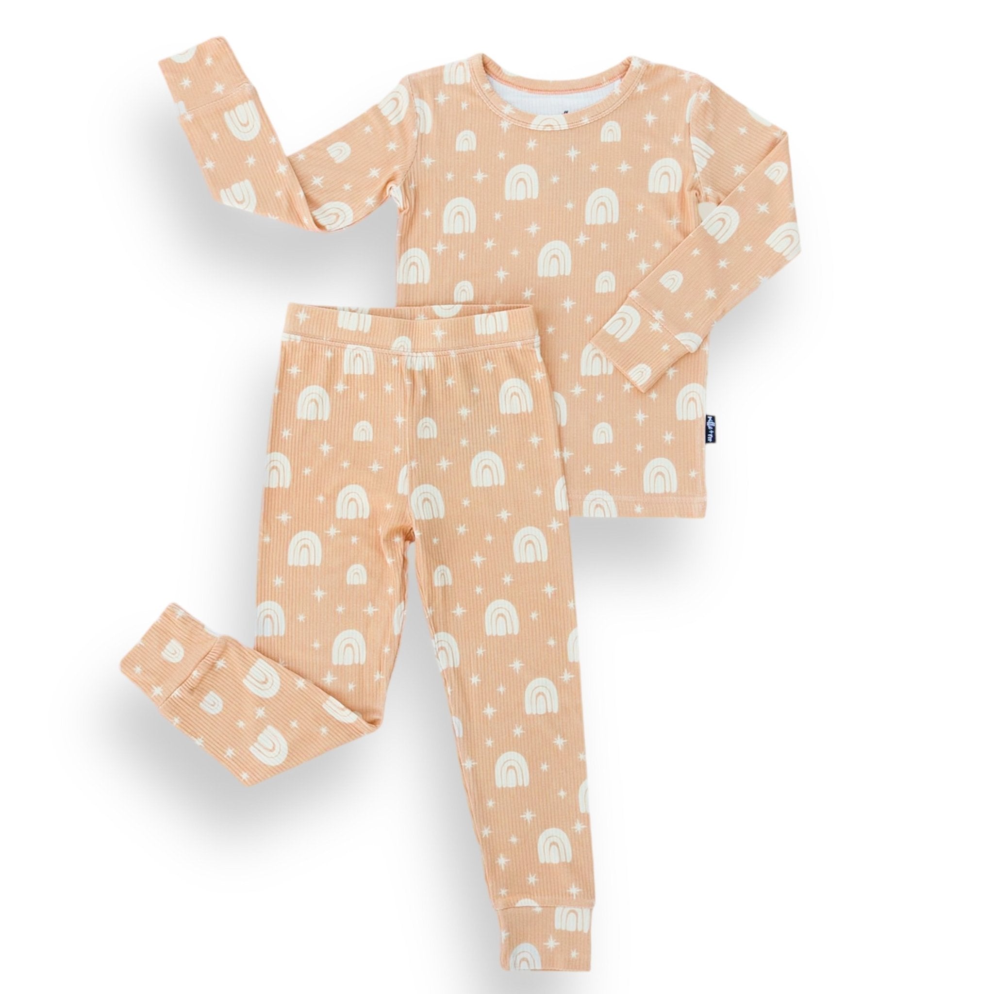 LONG SLEEVE 2 PIECE SETS - Rainbow Ribbed - Tenth &amp; Pine - Bamboo 2 Piece PJ - RIB - 12/18m