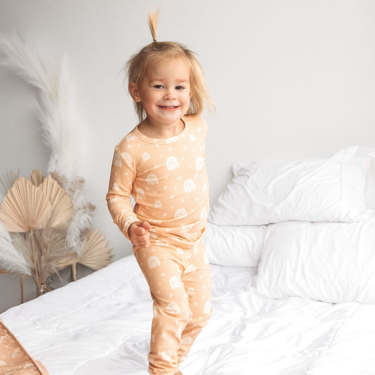 LONG SLEEVE 2 PIECE SETS - Rainbow Ribbed - Tenth & Pine - Bamboo 2 Piece PJ - RIB - 12/18m