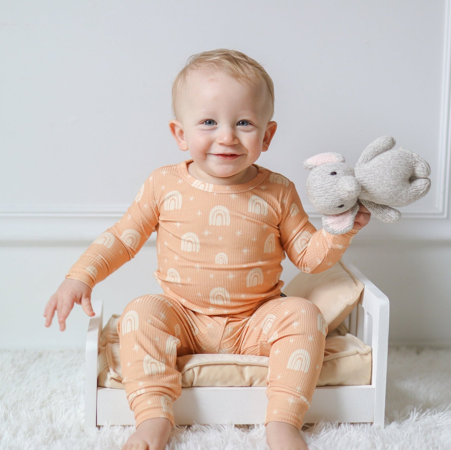 LONG SLEEVE 2 PIECE SETS - Rainbow Ribbed - Tenth &amp; Pine - Bamboo 2 Piece PJ - RIB - 12/18m