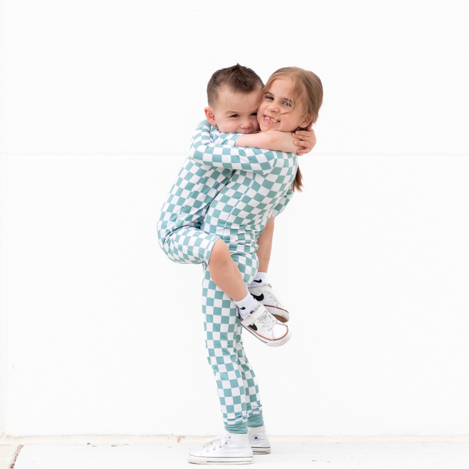LONG SLEEVE 2 PIECE SETS - Sage Check - Tenth &amp; Pine - Bamboo 2 Piece PJ - 12/18m