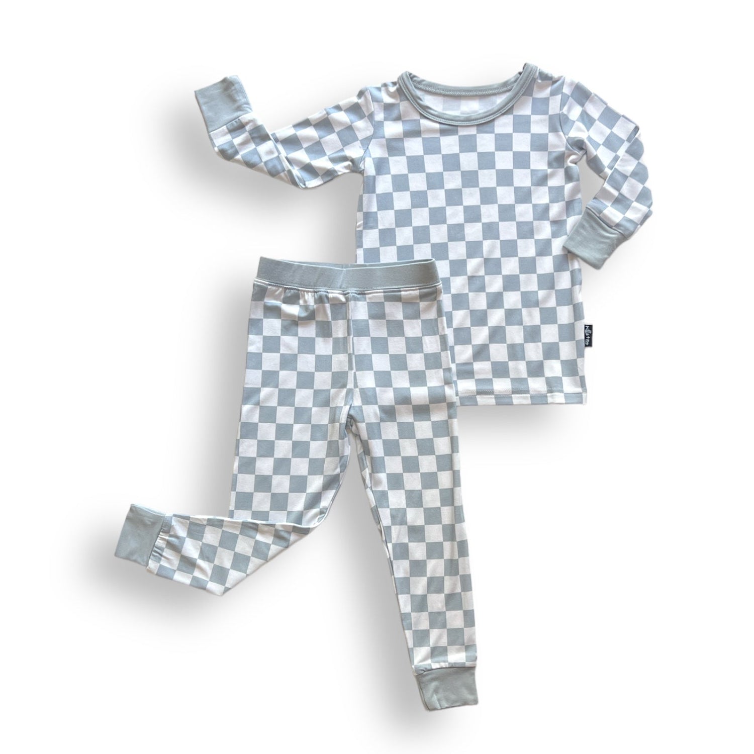 LONG SLEEVE 2 PIECE SETS - Stone Check - Tenth &amp; Pine - Bamboo 2 Piece PJ - 12/18m