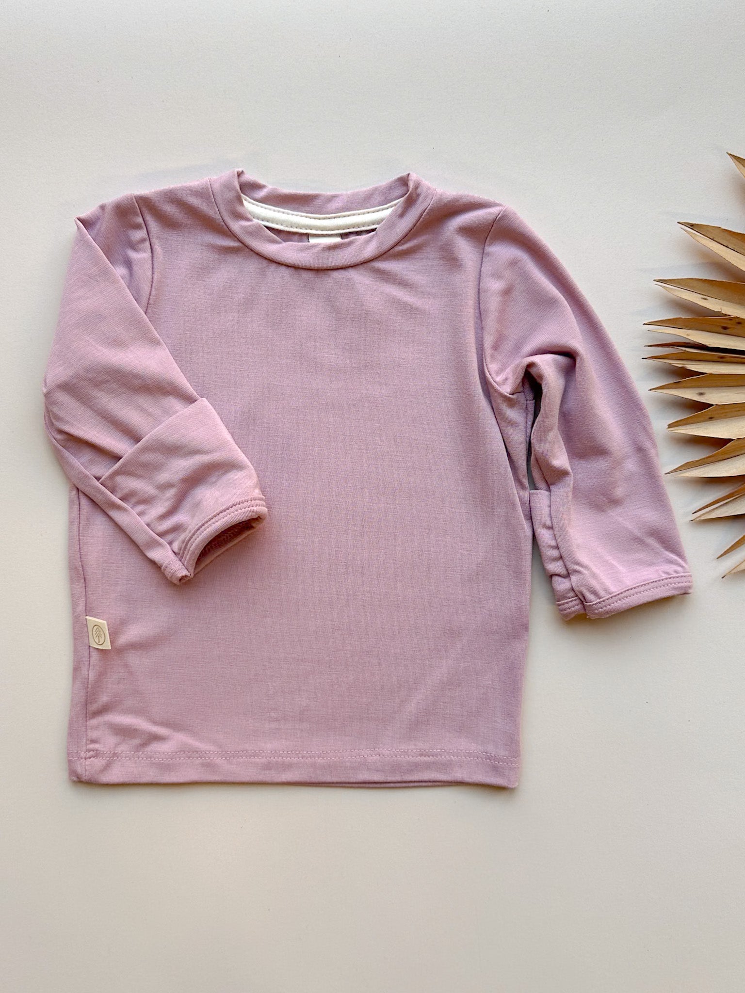 Long Sleeve Crew Neck Tee &amp; Bodysuit with Mittens | Baby &amp; Toddler | Luxury Bamboo | Rose Pink - Tenth &amp; Pine - Bamboo Long Sleeve Tee - Bodysuit - 0 - 3M