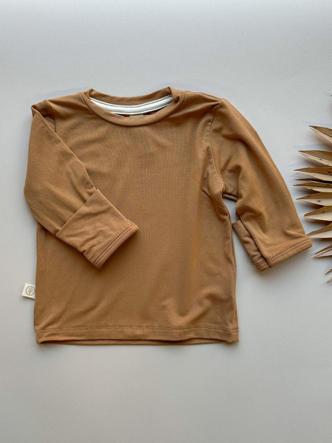 Long Sleeve Crew Neck Tee with Mittens | Baby &amp; Toddler | Luxury Bamboo | Clay - Tenth &amp; Pine - Bamboo Long Sleeve Tee