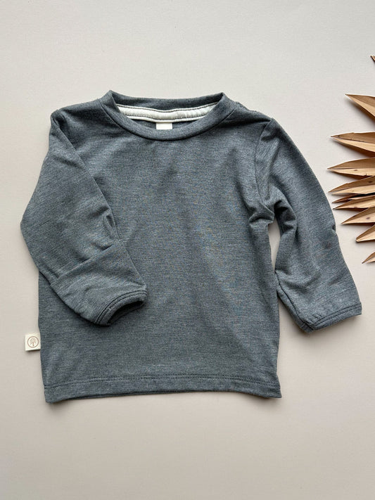 0/3m, 3/6m | Long Sleeve Crew Neck Tee with Mittens | Baby & Toddler | Luxury Bamboo | Dark Heather Gray - Tenth & Pine - Bamboo Long Sleeve Tee - 0 - 3 M