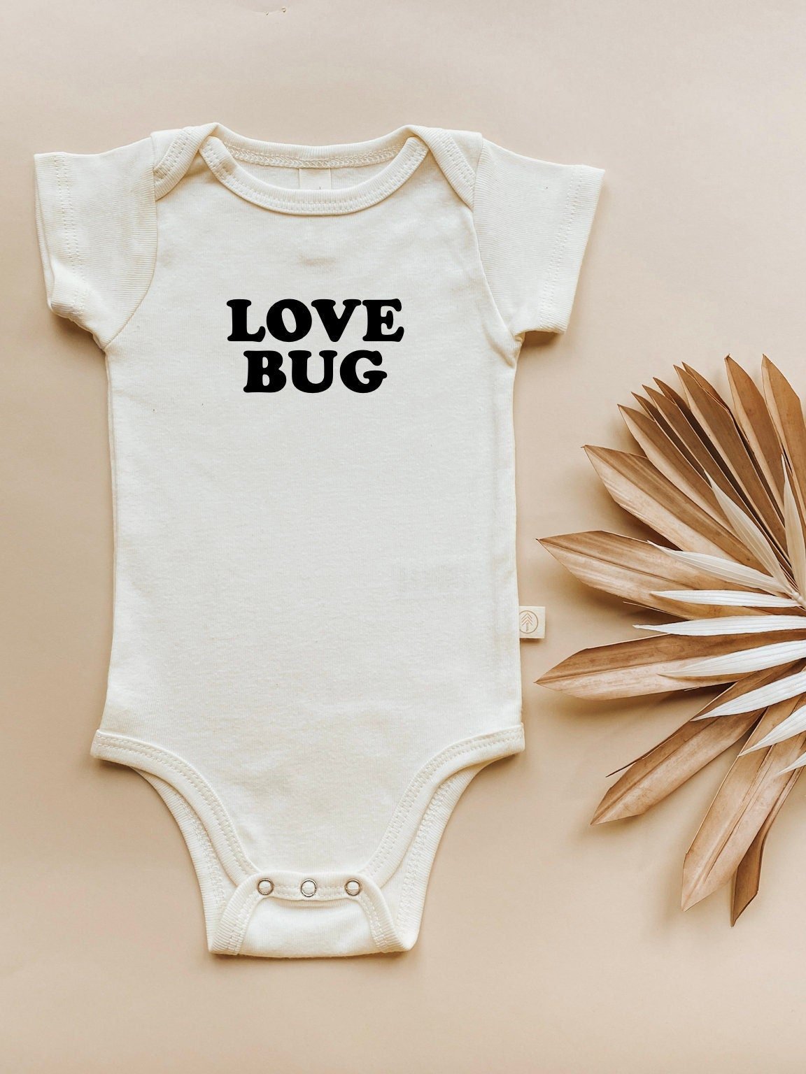 Love Bug Organic Baby Bodysuit Black 0-3M