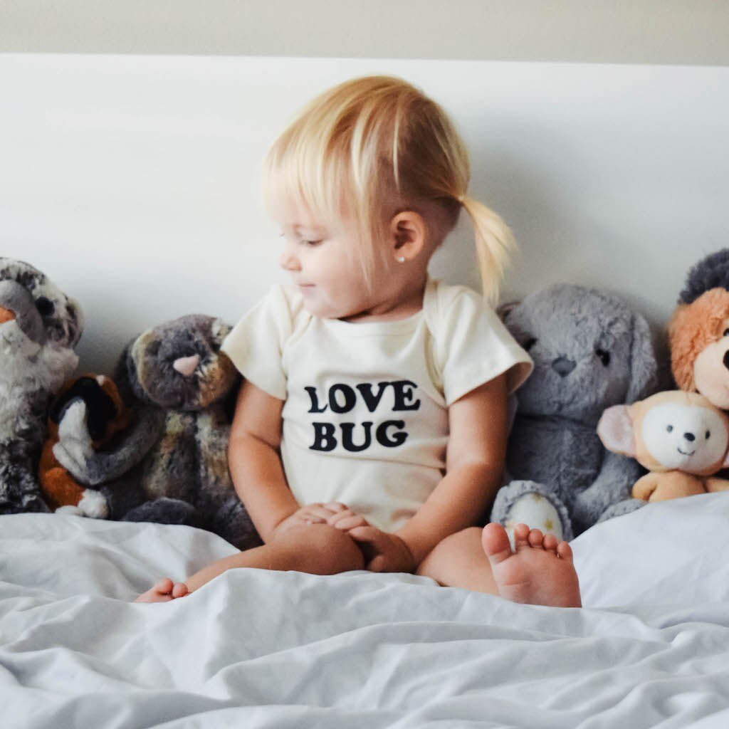 Love Bug Onesie® Bodysuit, Organic Baby Clothes, Gender Neutral Baby Clothes, Coming Home Baby Clothes, Newborn Baby Clothes, Made in USA - Tenth &amp; Pine - Bodysuits - 0 - 3M