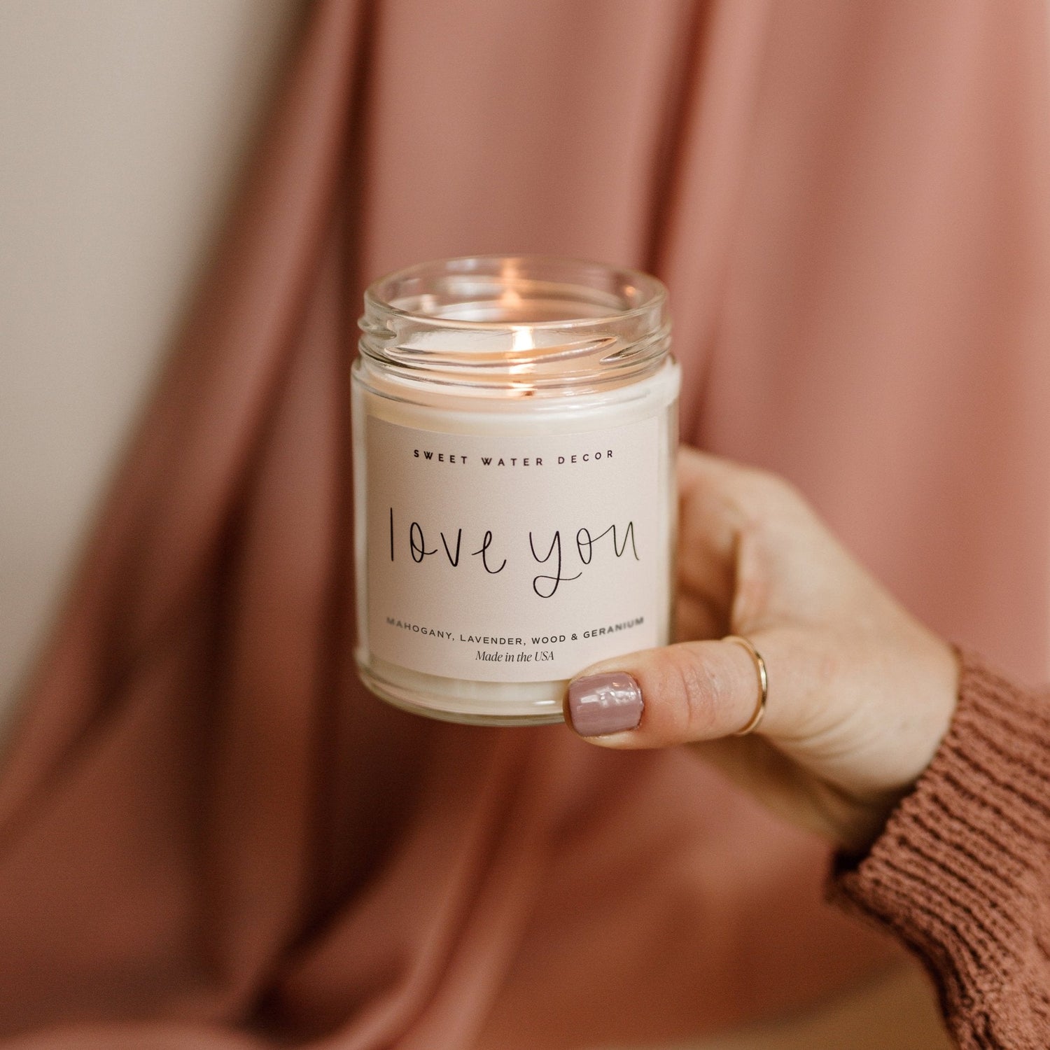 Love You Soy Candle - Clear Jar - 9 oz - Tenth &amp; Pine - Candles - 