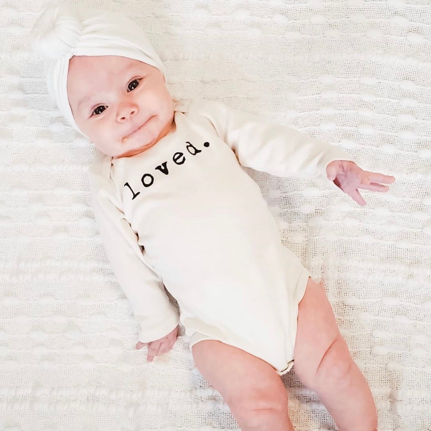 Loved. - Long Sleeve Organic Baby Bodysuit - Tenth &amp; Pine - Long Sleeve Onesie