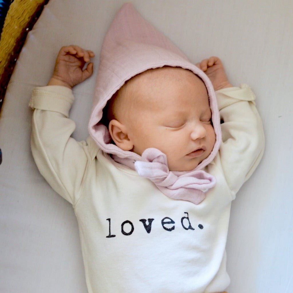 Loved. - Long Sleeve Organic Baby Bodysuit - Tenth &amp; Pine - Long Sleeve Onesie