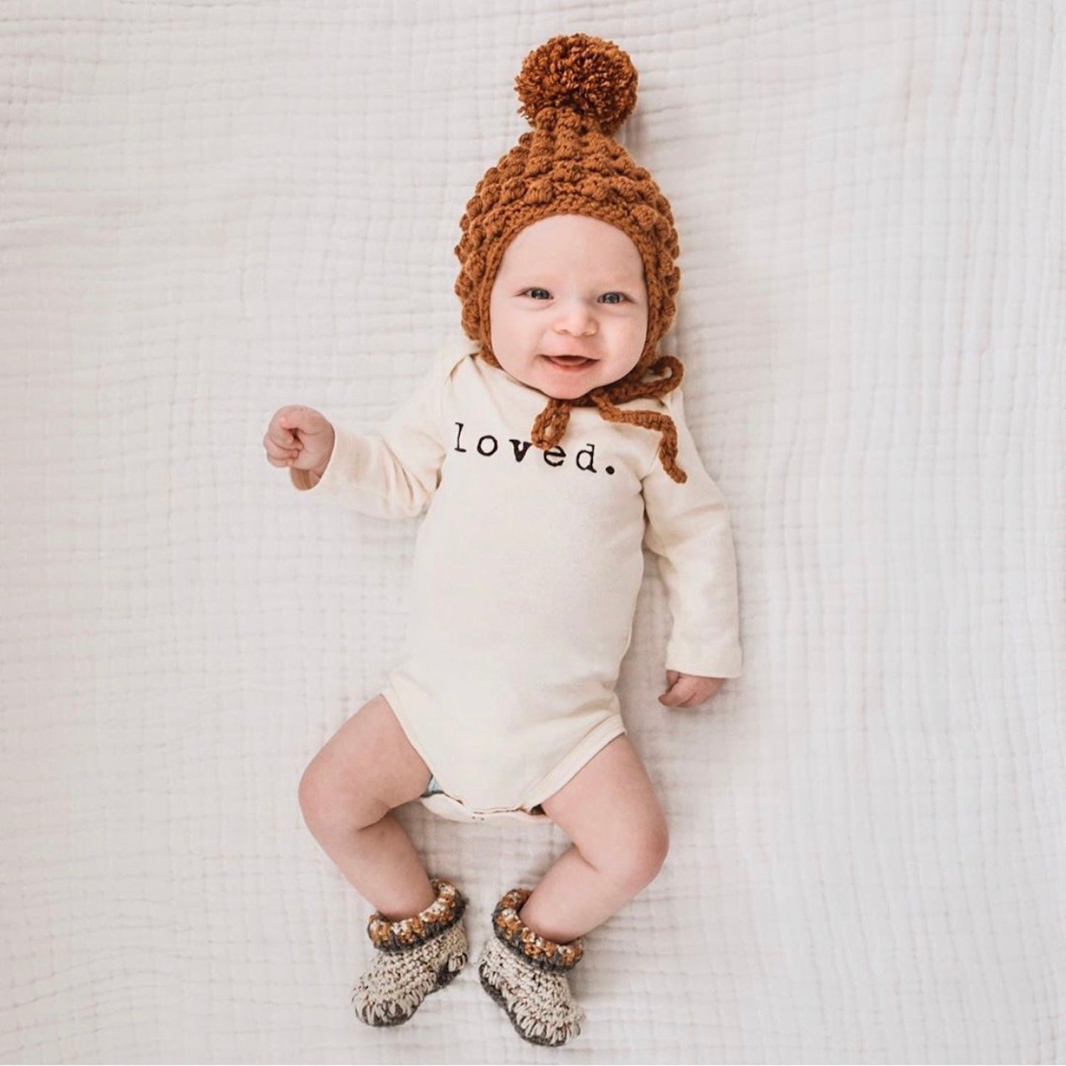 Loved. - Long Sleeve Organic Baby Bodysuit - Tenth &amp; Pine - Long Sleeve Onesie