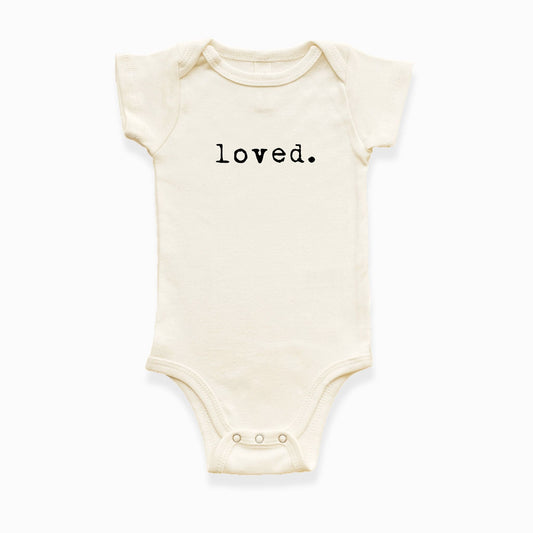 Loved. Organic Cotton Short Sleeve Baby Bodysuit - Tenth & Pine - Short Sleeve Onesie - 0 - 3M - Tenth & Pine