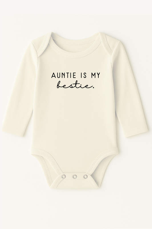 Auntie is My Bestie - Long Sleeve Organic Baby Bodysuit