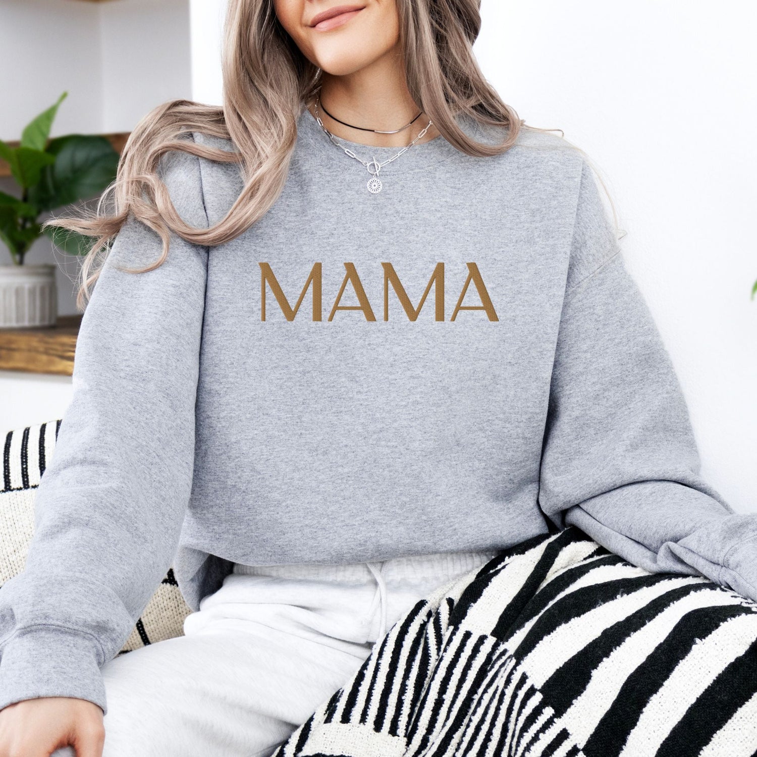 MAMA Embroidered | Adult Sweatshirt - Tenth &amp; Pine - Adult Sweatshirt