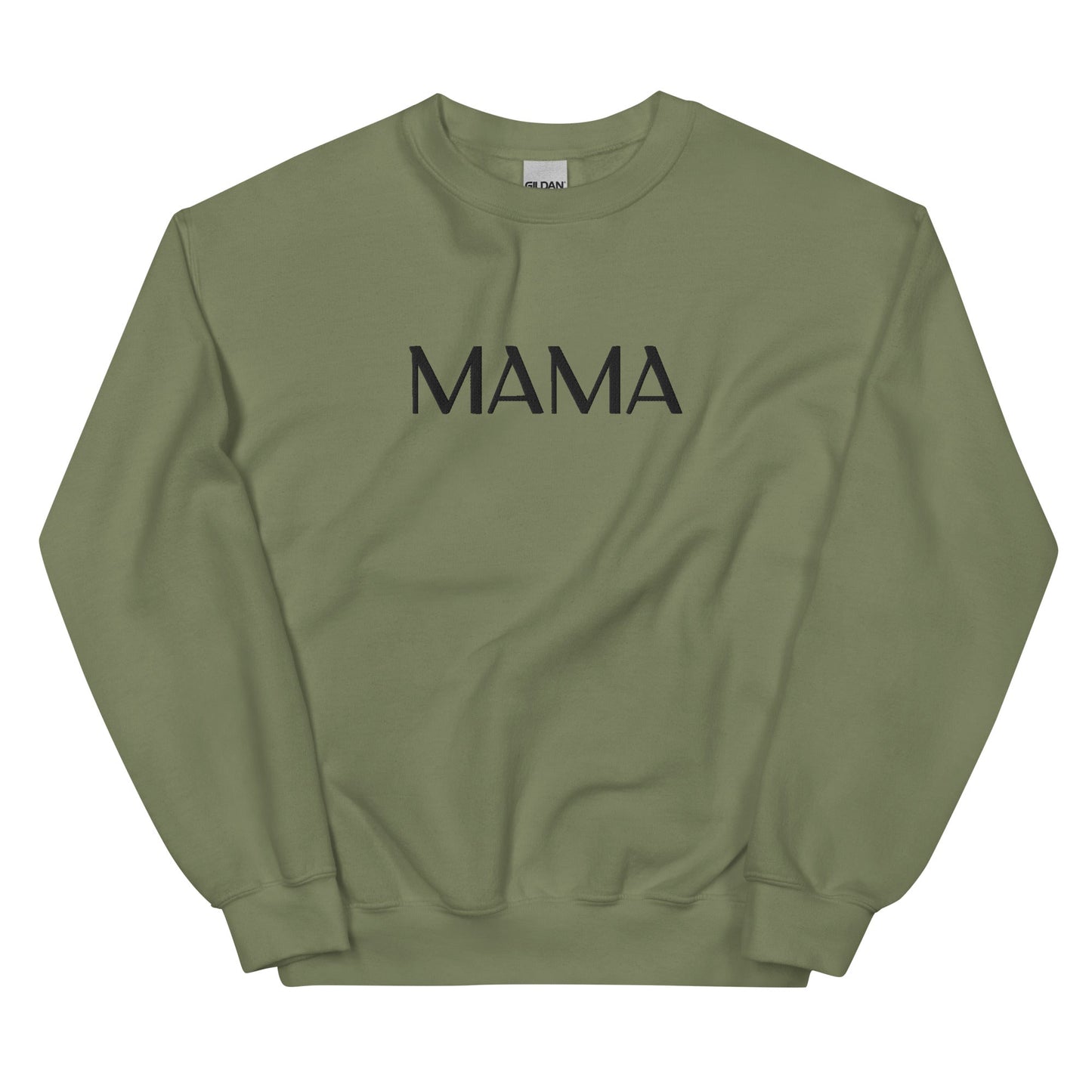 MAMA Embroidered | Black Thread | Adult Sweatshirt Gildan - Tenth & Pine - S - Military Green