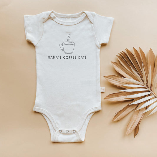 Mama's Coffee Date Onesie®, Baby, Girl, Boy, Infant, Toddler, Newborn, Organic, Bodysuit, Outfit, One Piece, Unisex, Gender Neutral, Words - Tenth & Pine - Bodysuits - 0 - 3 months