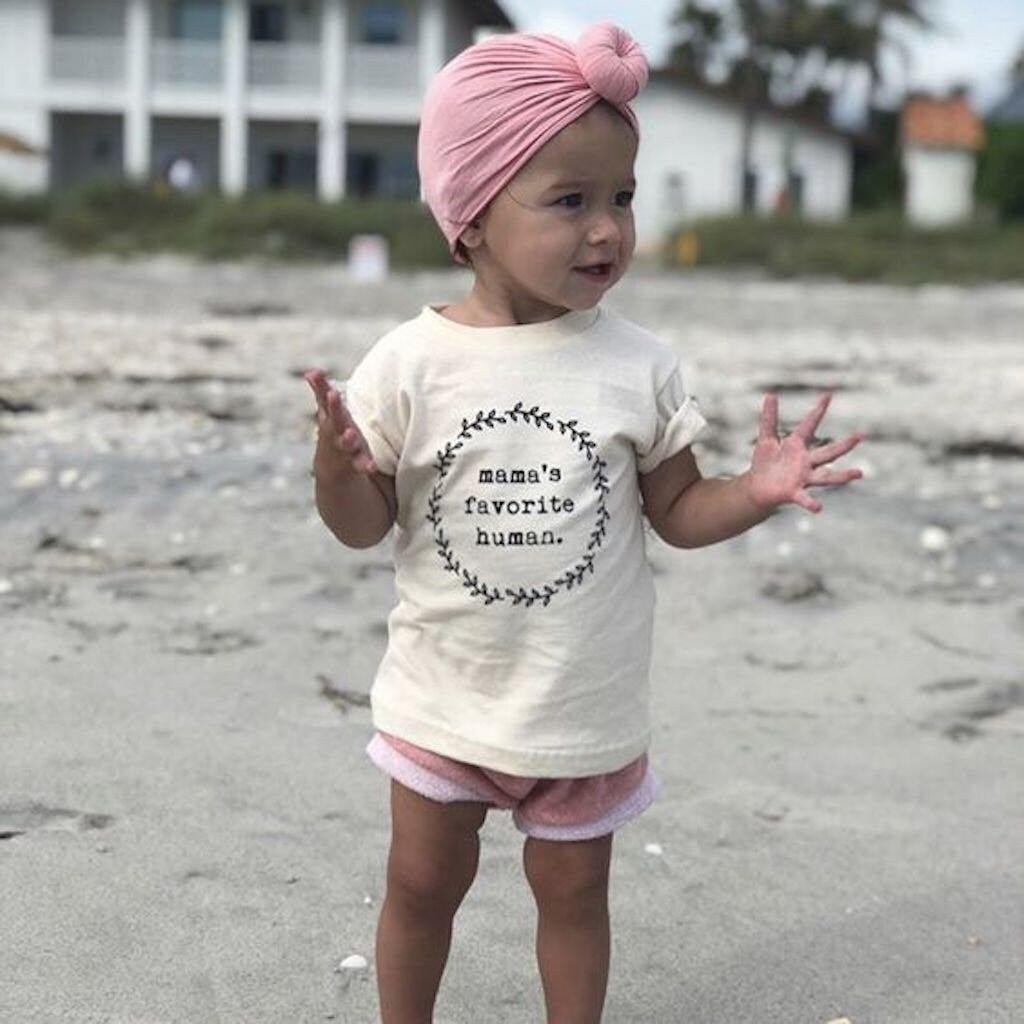 Mamas Favorite Human Organic Tee for Kids, Organic Kids T-shirt, Kids Graphic Tee, Organic Cotton, Children's Gift, Unisex Word Design, - Tenth & Pine - T-shirts - Black - 12 - 18M