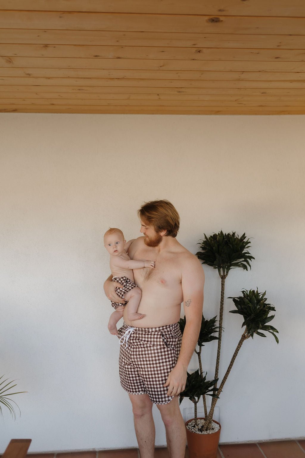 Men's Boardshort | Chocolate Gingham - Tenth & Pine - Swim Shorts - Small - forever french baby