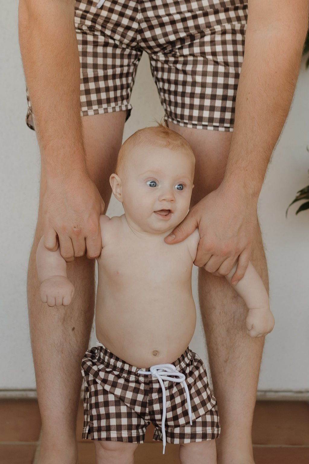 Men's Boardshort | Chocolate Gingham - Tenth & Pine - Swim Shorts - Small - forever french baby