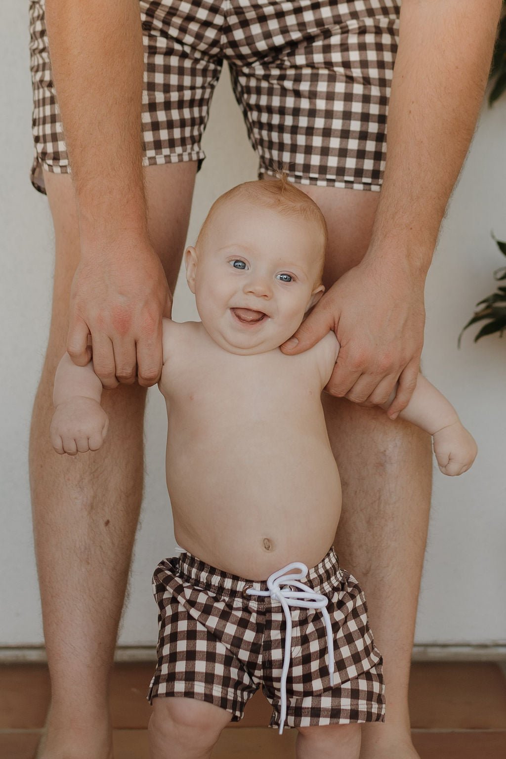 Men's Boardshort | Chocolate Gingham - Tenth & Pine - Swim Shorts - Small - forever french baby