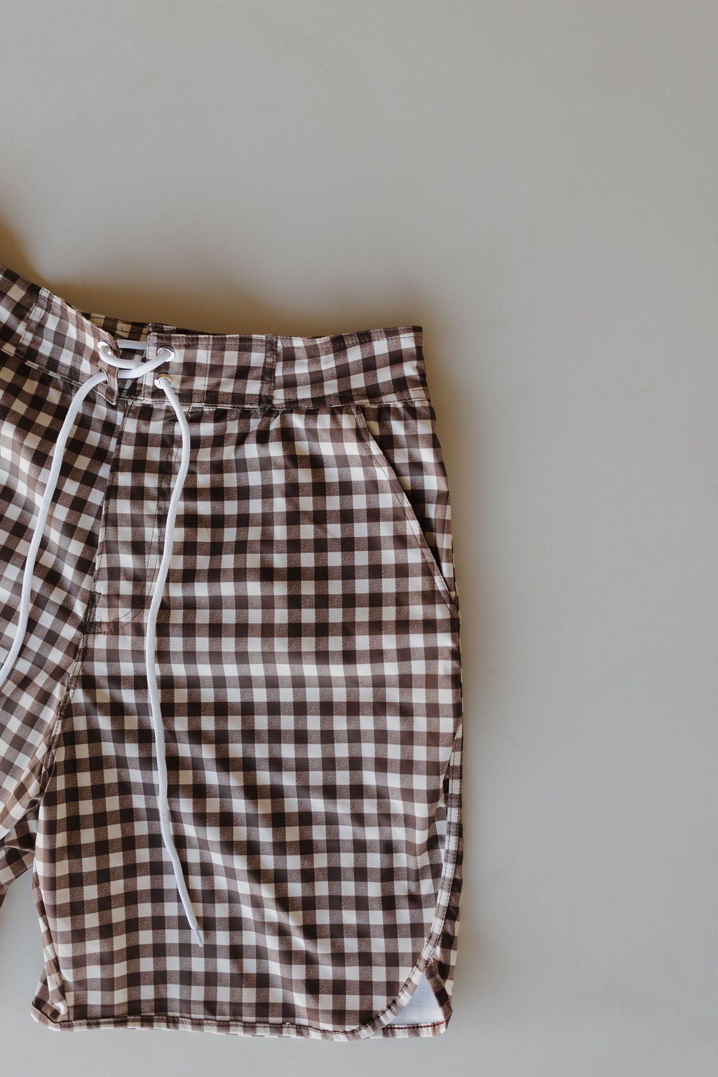Men's Boardshort | Chocolate Gingham - Tenth & Pine - Swim Shorts - Small - forever french baby
