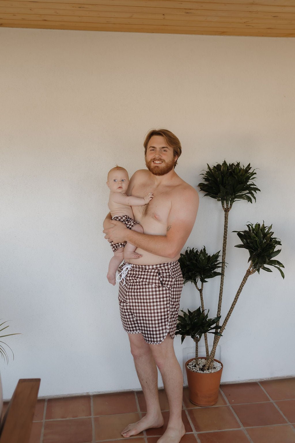 Men's Boardshort | Chocolate Gingham - Tenth & Pine - Swim Shorts - Small - forever french baby
