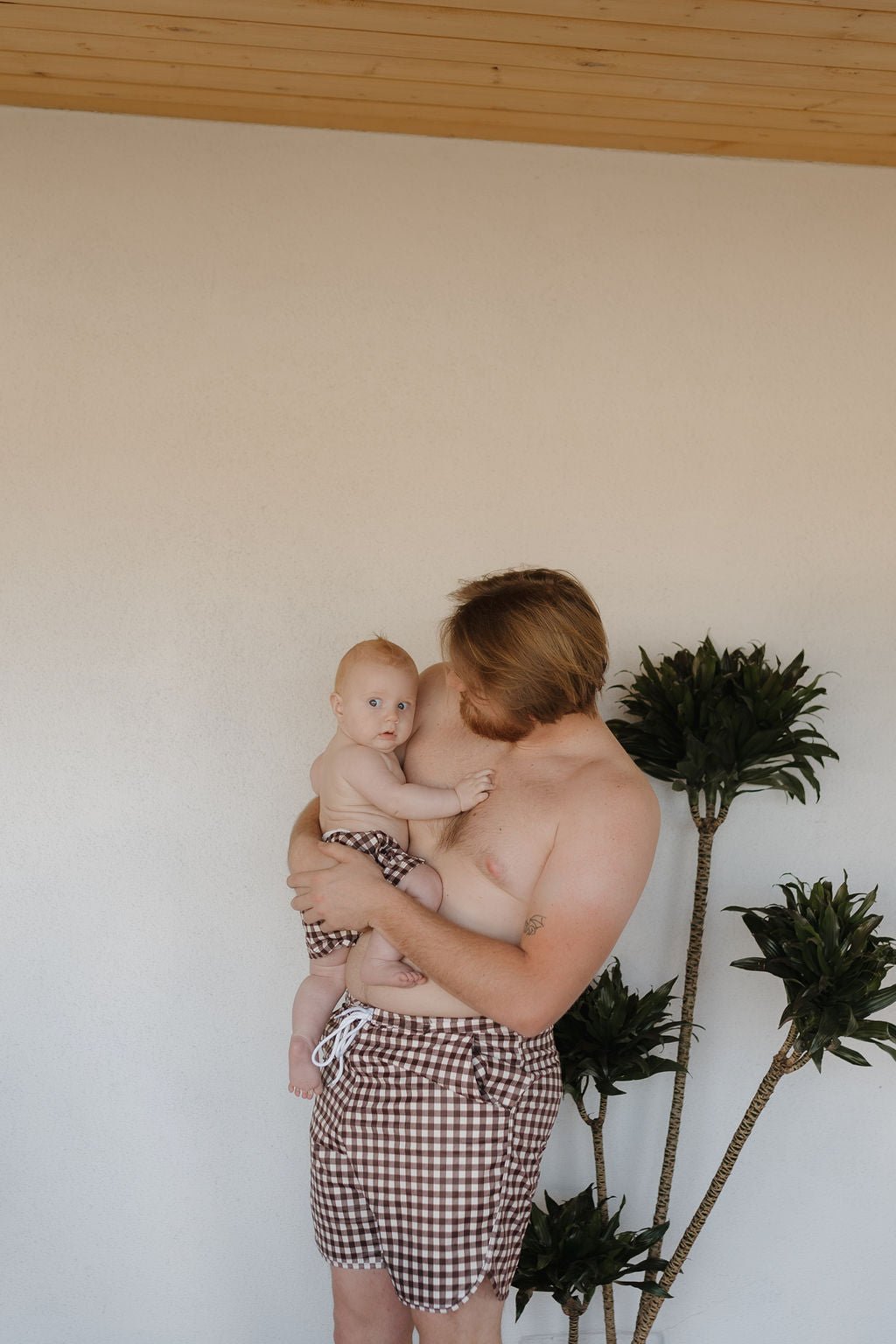 Men's Boardshort | Chocolate Gingham - Tenth & Pine - Swim Shorts - Small - forever french baby