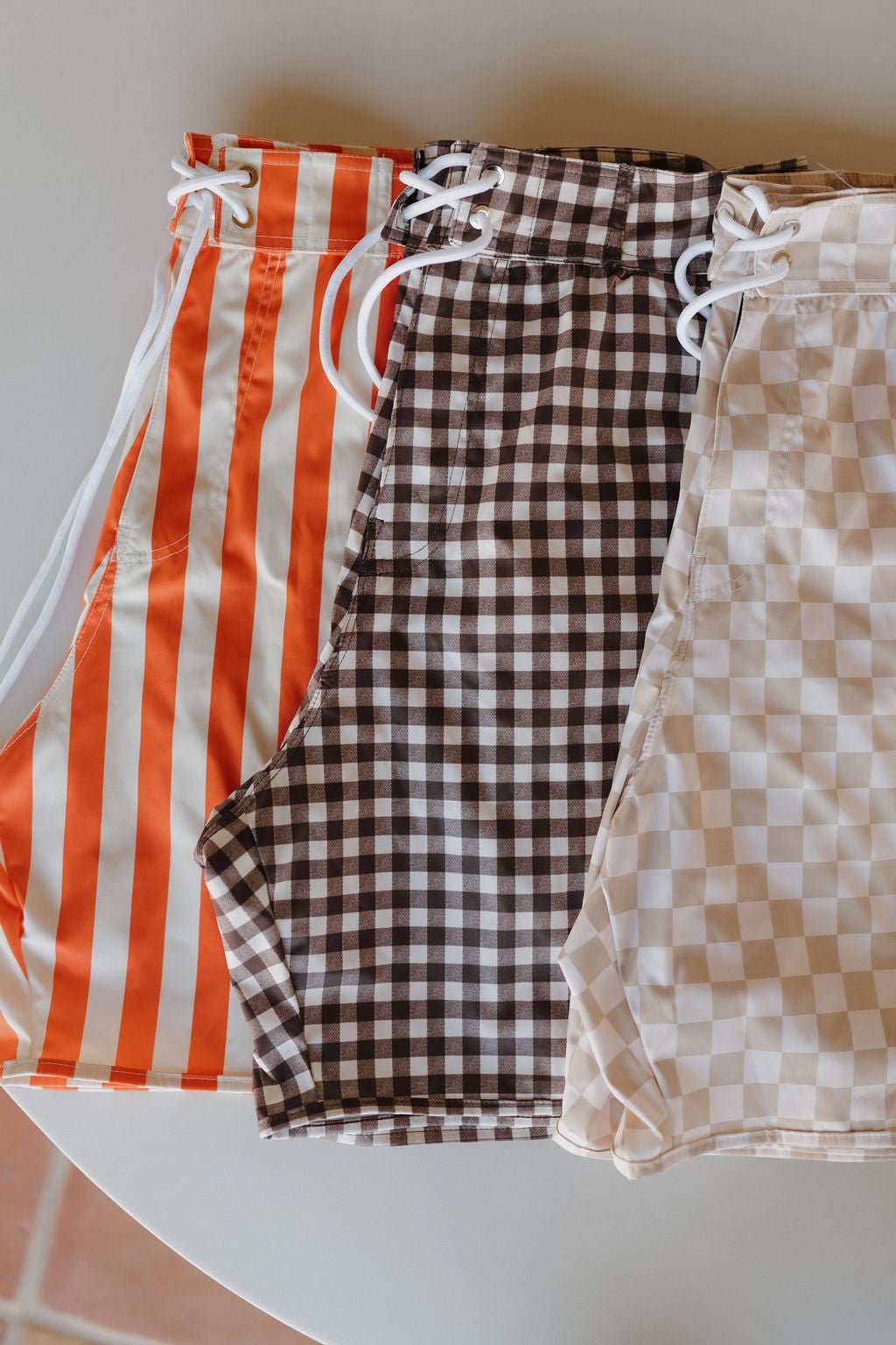 Men's Boardshort | Chocolate Gingham - Tenth & Pine - Swim Shorts - Small - forever french baby
