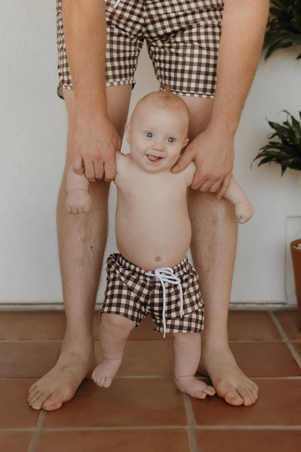 Men's Boardshort | Chocolate Gingham - Tenth & Pine - Swim Shorts - Small - forever french baby