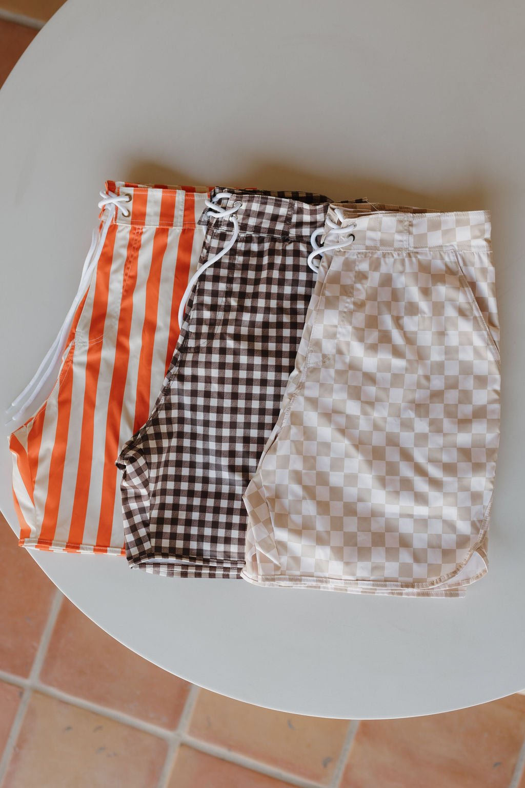 Men's Boardshort | Chocolate Gingham - Tenth & Pine - Swim Shorts - Small - forever french baby