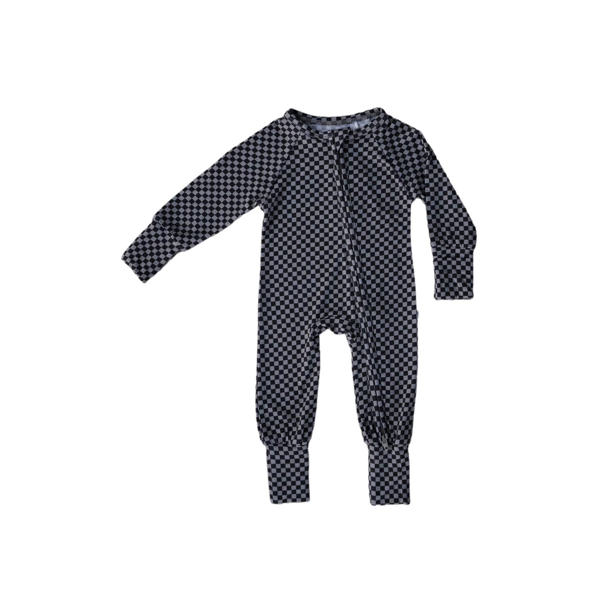 Midnight Checker | Bamboo Zip Romper - Tenth &amp; Pine - Apparel - Newborn