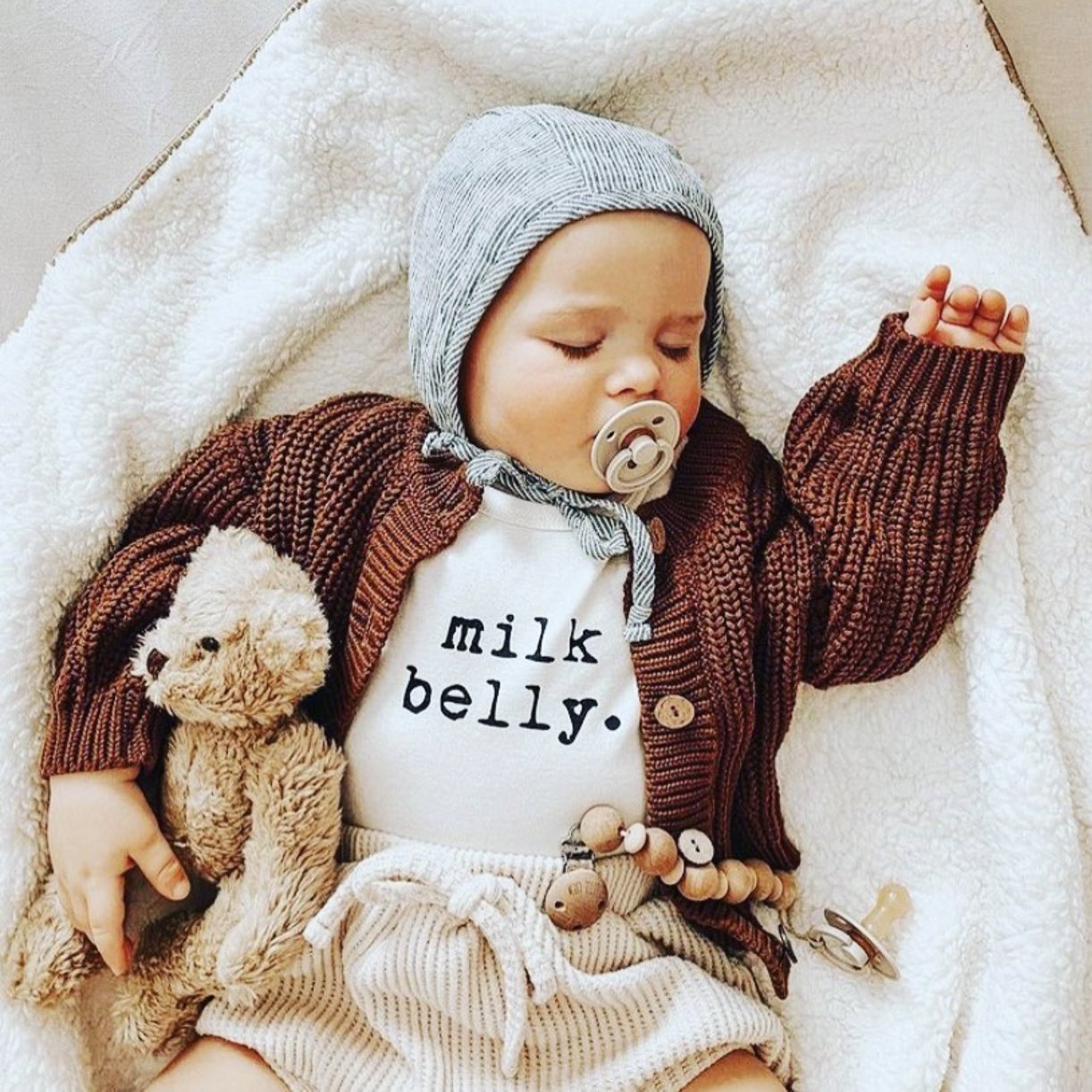 Milk Belly - Organic Cotton Bodysuit - Tenth &amp; Pine - Short Sleeve Onesie - 0 - 3M