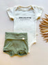 Mom Superhero | Bamboo Fold Over Bloomers and Organic Cotton Bodysuit Set | Eucalyptus - Tenth & Pine - Bloomers + Bodysuit Set