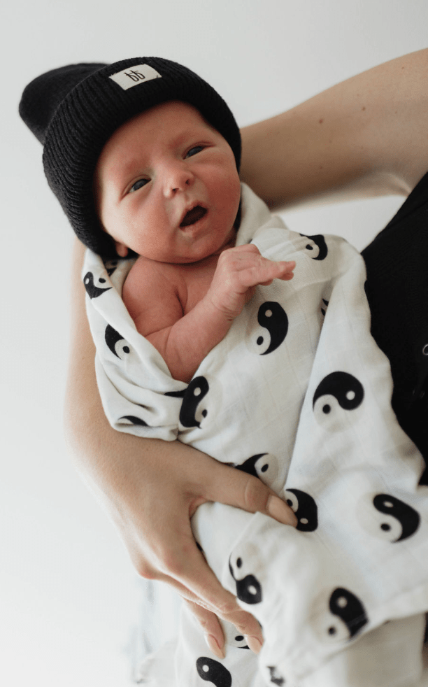 Muslin Swaddle | Black & White Yin Yang - Tenth & Pine - Swaddle - forever french baby