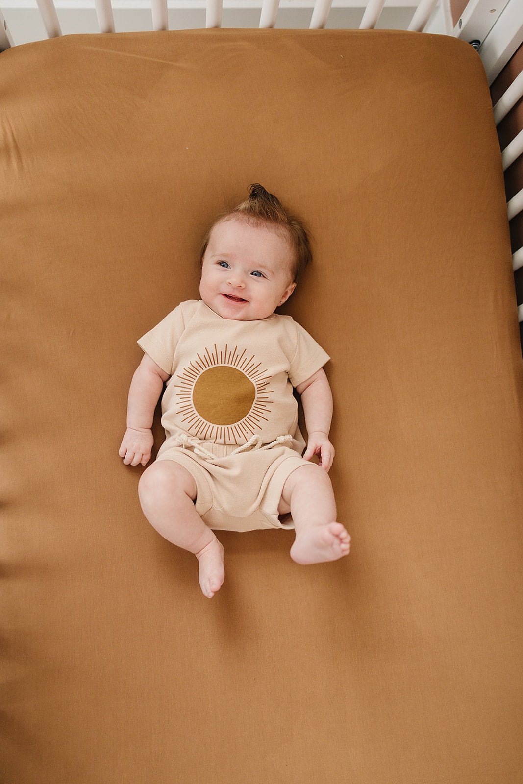 Mustard Bamboo Stretch Crib Sheet - Tenth &amp; Pine - 