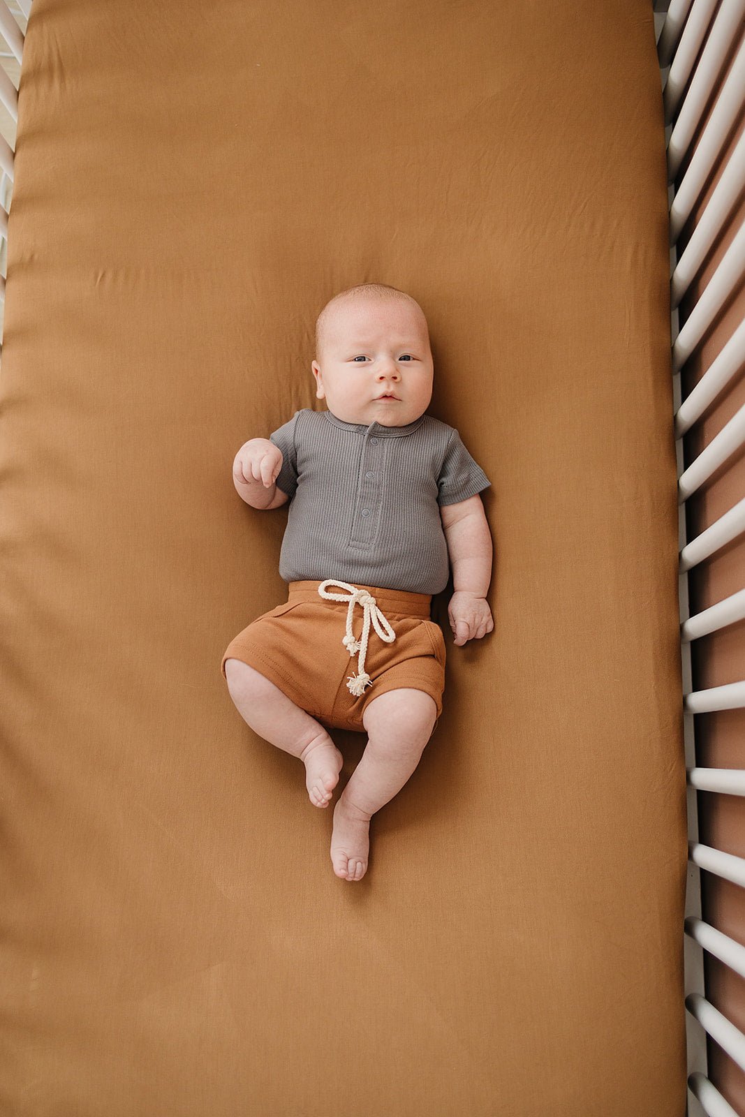 Mustard Bamboo Stretch Crib Sheet - Tenth &amp; Pine - 