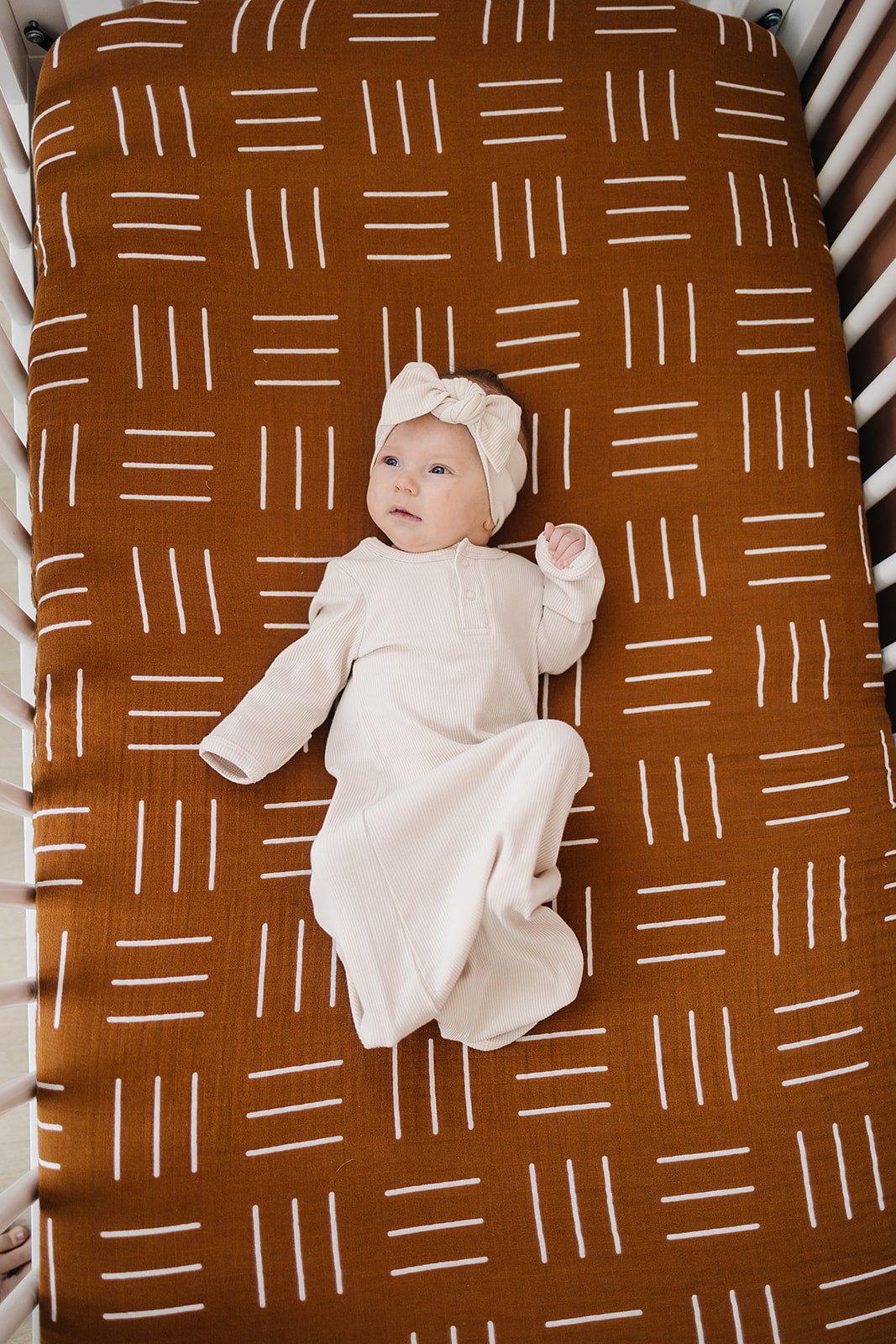 Mustard Mudcloth Muslin Crib Sheet - Tenth &amp; Pine - 