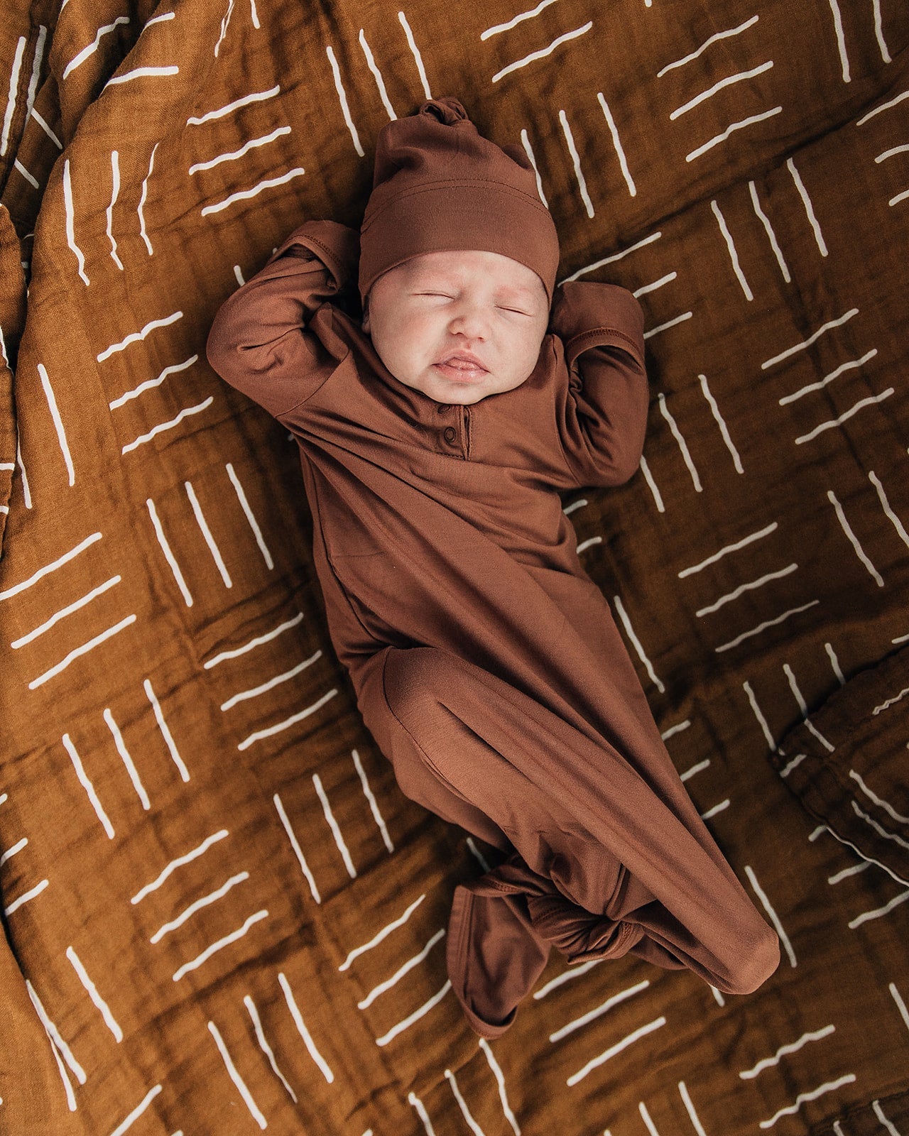 Mustard Mudcloth Muslin Swaddle Blanket - Tenth &amp; Pine - 