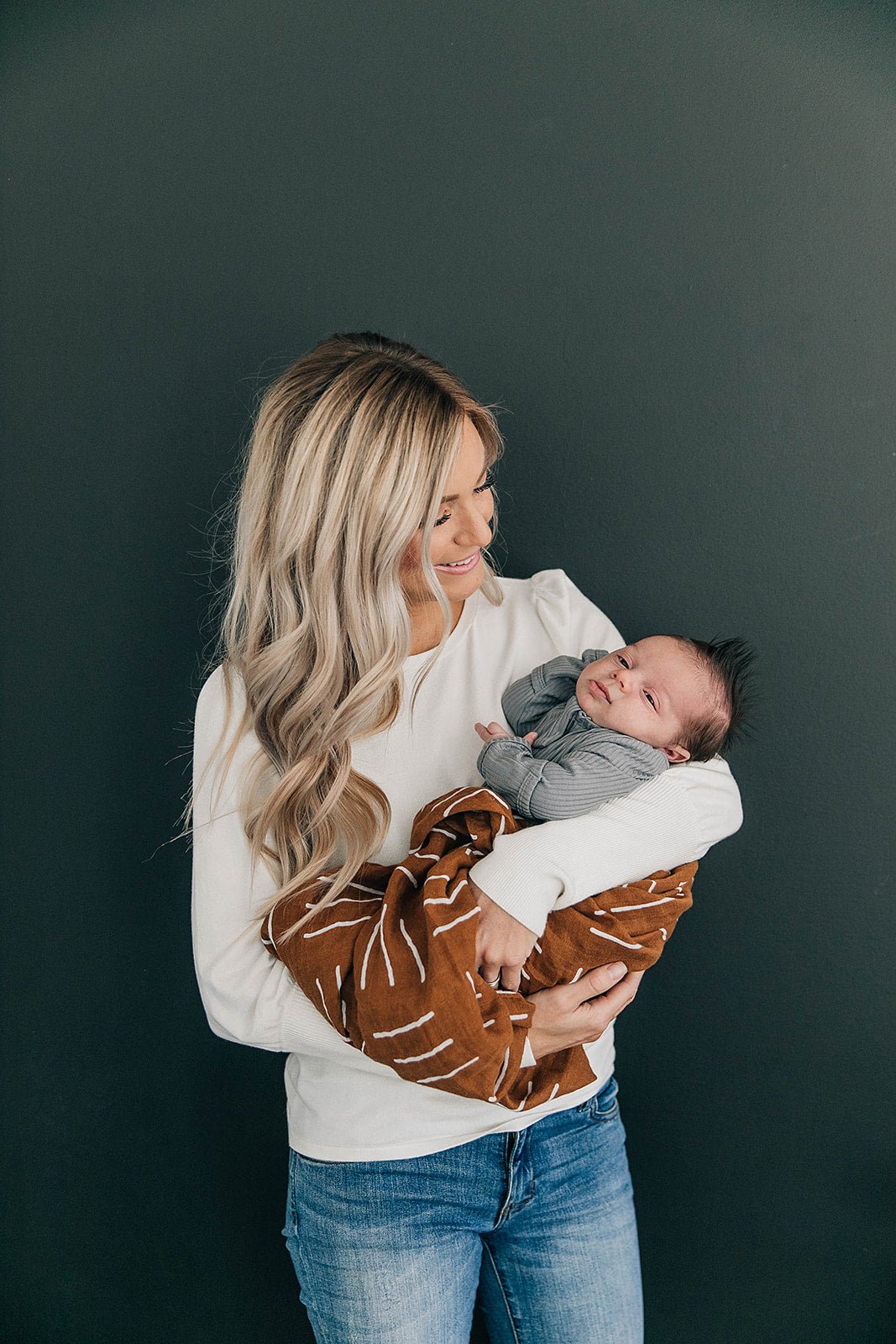 Mustard Mudcloth Muslin Swaddle Blanket - Tenth &amp; Pine - 