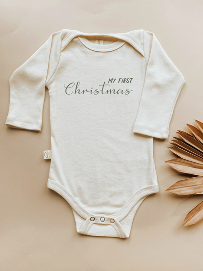 My First Christmas Organic Baby Bodysuit Long Sleeve