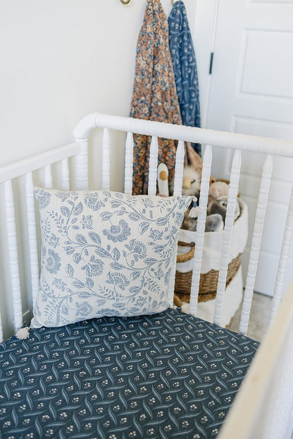 Navy Berry Muslin Crib Sheet - Tenth &amp; Pine - 