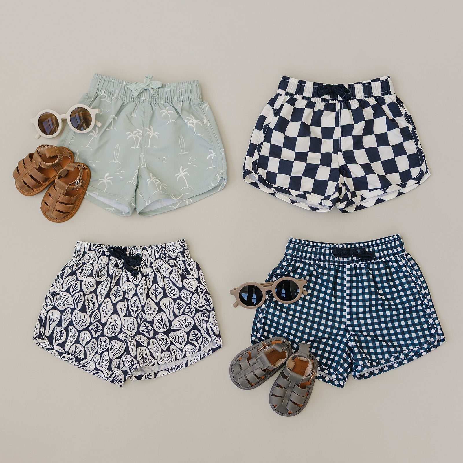 Navy Gingham Swim Shorts - Tenth & Pine - Swim Shorts - 0 - 3