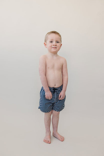 Navy Gingham Swim Shorts - Tenth & Pine - Swim Shorts - 0 - 3