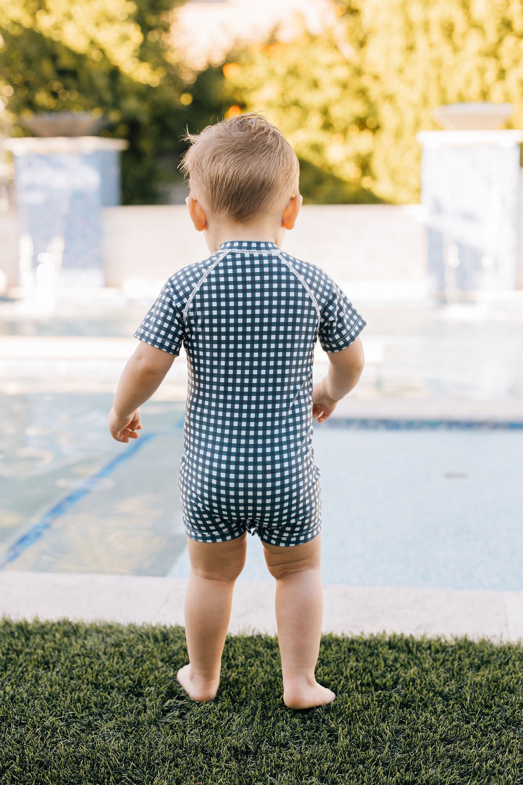 Navy Gingham Zipper Swimsuit - Tenth & Pine - Swimsuit - 0 - 3